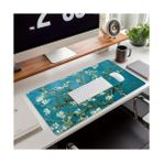 HBMB Store Van Gogh Desenli Büyük Masa Pedi 90X40 cm 3 mm Kaymaz Tabanlı Desk Mat Kumaş Mouse Pad Klavye ve Mouse Için Geniş Yüzey Ev Ofis Gaming Açık Yeşil