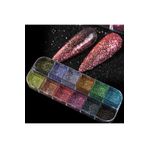 hbtasarim 12'li Glitter Sim Seti Makeup Nail Art Resin Art Kalıcı Oje Protez Tırnak Süsleme Göz Makyajı