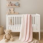 HB&Victory %100 Pamuk Müslin Bebek Battaniyesi Pudra Pembe Renk 100X120 cm – Yumuşak ve Nefes Alabilir - 100 x 120 cm