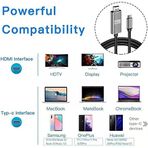 Hc-01 Type-C To 4K Full Hd Hdmi Usb-C Tak Çalıştır Görüntü Aktarım Kablosu-1.8M
