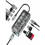 HC-87 Type-c to usb PD 100Watt RJ45 Ethernet USB Çoklayıcı Çevirici USB AUX Mikro Macbook Uyumlu