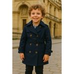 HC Kids Wear Erkek Çocuk Içi Pamuk Astarlı Su Itici Lacivert Yağmurluk Trençkot
