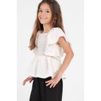 HC Kids Wear Kız Çocuk Fırfırlı Bluz Pantolon Alt Üst Takım Elbise - Krem - 7 - 8 Yaş