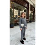HC Kids Wear Kız Çocuk Triko Takım Gri Hırka ve Pantolon - 9 - 10 Yaş