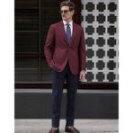 HC MEN CLASSIC Erkek Casual Ceket Modern Fit Bordo Balıksırtı Desenli - 46