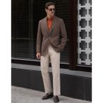 HC MEN CLASSIC Erkek Keten Casual Ceket Modern Fit Kahverengi Sivri Yaka - 54