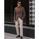 HC MEN CLASSIC Erkek Keten Casual Ceket Modern Fit Kahverengi Sivri Yaka - 56