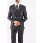 HC MEN CLASSIC Erkek Kruvaze Takım Elbise Modern Fit Lacivert Tebeşir Çizgili - 6 Drop - 50