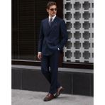 HC MEN CLASSIC Erkek Lacivert Kruvaze Takım Elbise Comfort Fit Sivri Yaka Minimal Dokulu - 6 Drop - 48