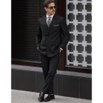 HC MEN CLASSIC Erkek Siyah Kruvaze Takım Elbise Comfort Fit Sivri Yaka Minimal Dokulu - 6 Drop - 58