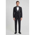 HC MEN CLASSIC Erkek Siyah Şal Yaka Slim Fit Smokin Damatlık - 6 Drop - 46