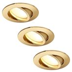 HCFEI LED gömme spot ışığı kısılabilir mat altın/pirinç döndürülebilir 5W düz 230V gömme spot spot spot spot spot 68 mm sondaj deliği, 120° ışıma açısı, sıcak beyaz 3000 K (3'lü paket)