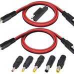 HCFeng 2 Paket SAE - DC Adaptör Kablosu SAE Fiş DC 5,5 mm x 2,1 mm Erkek Konnektör Kabloları SAE Polarite Ters Adaptör ve DC8/6,5/5,5/4,0/3,5 (mm)Güneş Pil Paneli için Adaptörler (14AWG 2ft/60 cm)