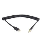 HCFeng USB C - 3,5 mm Aux Kablosu Sarmal Kablo Tip C - 3,5 mm Erkek Kulaklık Araba Stereo Ses Jak Kablosu Sam-Sung Gal-axy/No-te 20/10 Plus, IP-ad Pro 2018 ile Uyumlu, Siyah [3,3 ft/1 m]