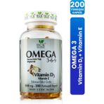 HCK NATURAL OMEGA 3-6-9 Vitamin D3 + Vitamin E Balık Yağı İçeren Takviye Edici Gıda 200 Yumuşak Kapsül