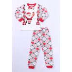 HÇM Çocuk Yılbaşı Pijama Takımı Noel Baba Baskılı Ribanalı D8 - 1 Yaş - Kırmızı - Beyaz