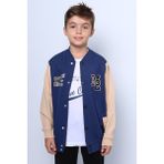 HÇM Erkek Çocuk Kolej Ceket Tshirt 2`li Takım Baskılı Çıtçıtlı C46 - 7 Yaş - Lacivert