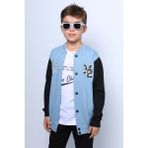 HÇM Erkek Çocuk Kolej Ceket Tshirt 2`li Takım Baskılı Çıtçıtlı C46 - 8 Yaş - Açık Mavi