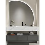 HD Aydınlatmalı Banyo Aynası Büyük Boy 70/80/90/100 cm Buğu Önleyici LED Duvar Aynası Erkekler ve Kadınlar İçin (Sağ, 80 cm/31,5 inç) Şık Makyaj Aynası