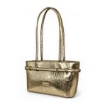 H&D COLLECTİON Gold Parlak Görünümlü Kemer Detaylı Kova Model Kadın Omuz Çantası EN 30 BOY 16 CM