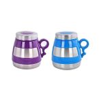 Hd Group AND431 Içi Dışı Çelik Plastik Desenli Kupa Mug, Mavi/mor - Option-1 - 0 - Siyah