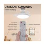 Hd Group Dolunay Fanlı LED Ampul - 72W 7850 Lümen - 3 Renk Yanma Modlu (Beyaz, Gün Işığı, Natural) - Uzaktan Kumandalı, Dimlenebilir Hayalet Pervaneli Tavan Vantilatörü ve Aydınlatma - Ahşap