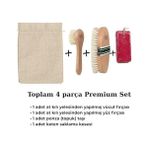 Hd Group ELDIONE%100 At Kılı Vucüt Bakım Fırçası, Yüz Fırçası, Topuk (Ponza) Taşı ve Kese, Kuru Fırçalama, Selülit/varis/kırışık Giderici, Hücre Yenileme, Gençleştirici Sıkılaştırıcı, Doğal Peeling, (4 Adet) - 000-Siyah