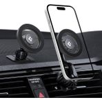 Hd Group Magsafe Araç Içi Telefon Tutucu 2in1 Air Vent & Dashboard Ön Konsol ve Havalandırma Izgara ile Uyumlu Uzun Versiyon & Magfit ile Uyumlu + Dahili Metal Halka MTF13-1 Gray - ACP08321 - Option-1 - 000-Siyah