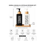 Hd Group Minimalist Bambu Tepsili Siyah Beyaz Sabunluk ve Deterjan Dispenser Seti, Mutfak, Banyo ve Lavabo Için Şık, Dayanıklı, Kaymaz Tabanlı, Geniş Ağızlı, Kolay Dolumlu Sıvı Sabunluk & Bulaşık Deterjan Şiş - 0,25 gr