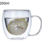 HD Marketim 250 ML Çift Cidarlı Cam Çay Kahve Süt Kupa Bardak Borosilikat Cam Şarap