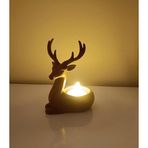 HD Marketim Geyik Mumluk Noel Yılbaşı Süsü Dekoratif Biblo Tealight Mumluk Mum Dahildir