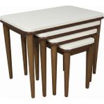 Hdb Home Hilal Zigon Sehpa Seti 4 Parça Modern Tasarım MDF Ekru Ceviz Renk 61x39x52 cm