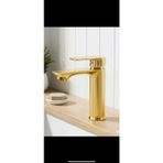 Hdf Lüks Parlak Gold Lavabo Bataryası - Altın Renk Modern Banyo Musluğu Çanak Lavabo Uyumlu Batarya