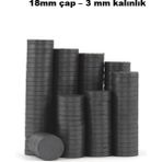 Hdg 18X3 mm Yuvarlak Mıknatıs, Çok Amaçlı, Süsleme Mıknatısı, Ferrit Magnet -Kokulu Taş-Nişan Mıknatısı - 1000 Adet - Siyah