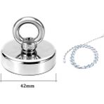 Hdg Güçlü Halkalı Neodyum Pot Mıknatıs - 42MM Çap - Kanca Kurtarma Mıknatısı Fishing Magnet - 1 Adet - Gümüş