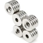 Hdg Havşa Delikli Çok Güçlü Neodyum Mıknatıs Magnet 15X3 mm - D10/D5MM Delik Çapı - 10 Adet - Gümüş