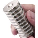 Hdg Havşa Delikli Çok Güçlü Neodyum Mıknatıs Magnet D 30X5 mm D 10/d5.5 mm Delik Çapı - 2 Adet - Gümüş