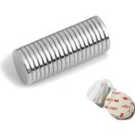 Hdg Şeffaf Yapışkanlı Yuvarlak Neodyum Mıknatıs, Çok Amaçlı, Süsleme Mıknatısı -Kokulu Taş-Nişan Mıknatısı - 10 Adet - 15x2mm - Gümüş