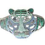 Hdmarketim 5518 Otantik Swarovski Taşlı Kaplan Kelepçe Metal Bileklik
