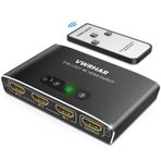 HDMI Anahtarı 3'ü 1 Arada 4K UHD HDMI Switcher Splitter, Uzaktan Metal ile Otomatik Anahtar HDMI Anahtar Kutusu Hub Desteği PS5 PS4 Xbox DVD Oynatıcı Fire Stick Apple TV PC için 4K 3D 1080P HDCP2.2