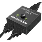 HDMI Bi-Direction Switch 2 Port Çift Yönlü HDMI Switch Splitter Ekran Monitör Çoklayıcı Çoğaltıcı Bidirection - Siyah - 20 cm