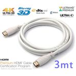 Hdmi Kablo 4K 3mt Ultra HD 4K 60Hz 2160p Yüksek Hızlı Kablo Beyaz