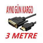 Hdmi to Dvi Çevirici Kablo Kaliteli Ses Görüntü Kablosu 3m Metre