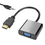 HDMI to VGA Çevirici Adaptör Ses Çıkışlı, Aparat HDMI Çıkışlı Bilgisayarların Görüntüsünü VGA Girişli Monitör, Projeksiyon vb Görüntü Cihaza Aktarır,