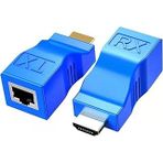 HDMI Uzatıcı, DDS-DUDES HDMI - RJ45 Ethernet Ağ Kabloları Uzatma Dönüştürücü Tekrarlayıcı, Cat5e Cat6 1080p Üstü 30 m Uzatıcı HDTV STB DVD PS4 için uygundur