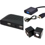 HDMI ve VGA Çevirici Set, Siyah, Monitör ve Tv Bağlantısı, Uydu ve Hoparlör ile Kullanım