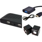 HDMI ve VGA Çevirici Set, Uydu, Hoparlör, Siyah, Monitör ve Tv Bağlantısı - Ahşap