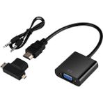 Hdmı'dan Vga'ya Adaptör Ses Kablosu T Tipi Mikro Mini HDMI Konnektörü Ps3 Ps4 XBOX360 Siyah (Yurt Dışından)