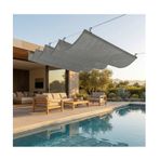 HDPE U-Şekilli Gölgelik Tente, Geri Çekilebilir Dalga Güneş Gölge Gölgelik Pergola Kapak Gölge Yelken Tente, Veranda Sundurma Bahçe Yard Güverte Açık (Gri)(W1*L12m/W3.28*L39.37ft)