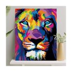 HDY Store Sayılarla Boyama Tuval Seti Aslan Figürü 40X50 cm Fırça ve Boya Dahil Renkli Akrilik Malzeme